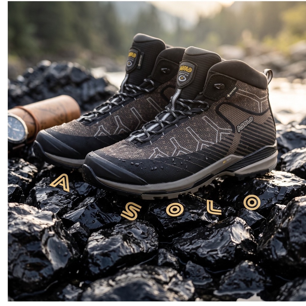 Asolo Falcon Evo Jacquard GV Mens Hiking Boots Brown Black Gore-Tex Size 10